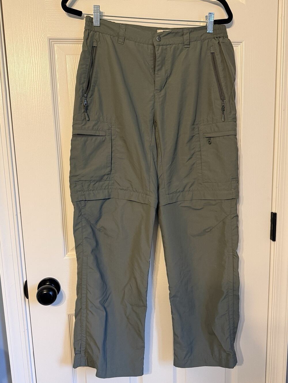 REI Womens 8 Convertible Hiking Pants Zip Off Cargo UPF 50 Olive Green Nylon